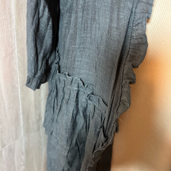 Easel Greenish Gray Ruffled Long Cardigan Lightweight - Picture 3 of 5